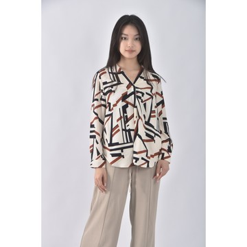 (M) 質感V領杏色長袖上衣二手衣