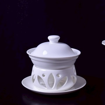 陶瓷燉盅碗帶蓋爐座燕窩海遼參酒店餐廳餐具蠟燭加熱甜品糖水盅