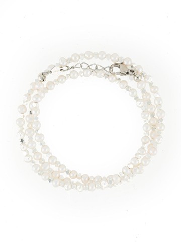 Nialaya Jewelry - double-layer pearl bracelet - men - Freshwater Pearl/stainless steel - One Size - White