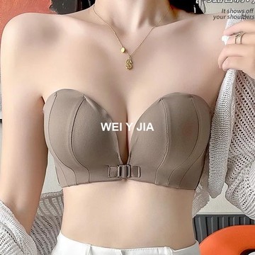 【唯家】美式前扣 【送肩帶】 內衣 無肩帶內衣 成套內衣 爆乳內衣 集中內衣 無鋼圈內衣 小胸內衣 性感內衣