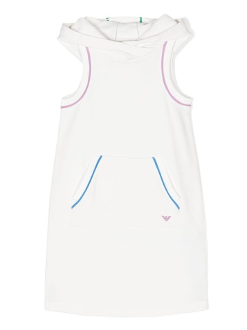 Emporio Armani Kids - jersey-fleece hooded dress - kids - Cotton/Polyester - 12 yrs - White