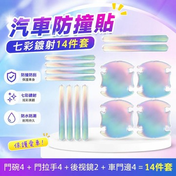 ⚡臺灣倉出⚡優選⭐汽車七彩鐳射門碗防撞貼車用車門後視鏡防撞貼防碰條條車身裝飾貼