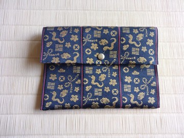 畳緣小包 尊貴紋樣【蛇紋 黑色】 現金袋 存摺袋 御朱印帳袋 日本製造 手工製作