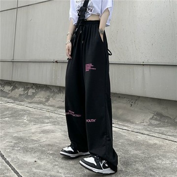 HK新款夏季跳舞衛褲女韓版寬松闊腿運動休閑褲子女學生高腰長褲