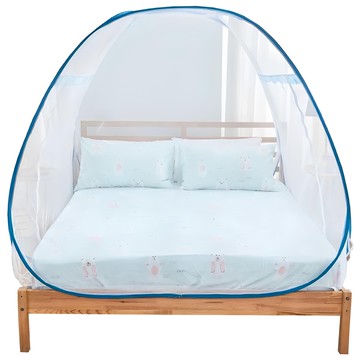 J-bedtime 床寢時光 加高三開門三秒速裝蒙古包蚊帳  雙人床5尺(150 x 200 x 150cm)  深藍色