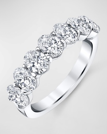 Platinum 7 Stone Band with Oval Cut Diamonds, 1.40ct
