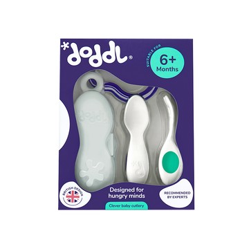 組合餐具 doddl 英國 人體工學嬰兒學習餐具2件組(附攜帶盒)-湖水綠