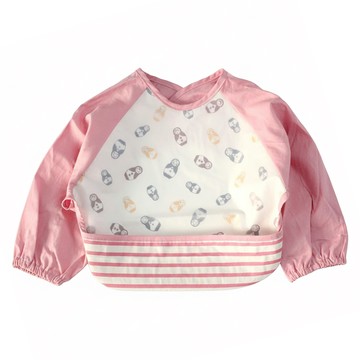 日本千趣會 多功能防水衣 長袖圍兜  俄羅斯娃娃 白色 + 粉色  1件