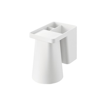 日本【YAMAZAKI】tower無痕貼潔牙用品收納組(白)