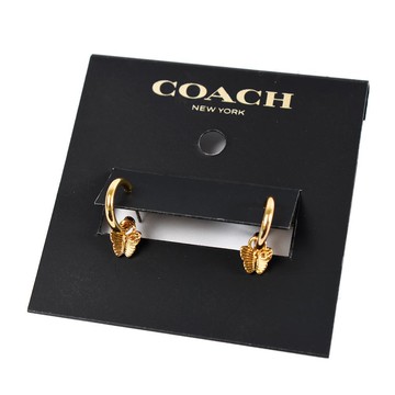 COACH 蝴蝶吊飾針式耳環-金色