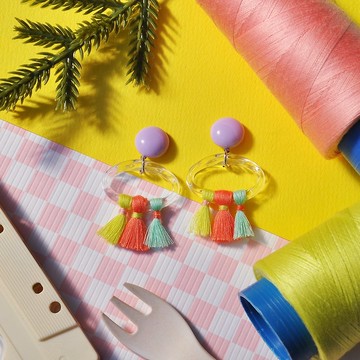 馬戲團歡樂流蘇耳環/ 壓克力耳環
