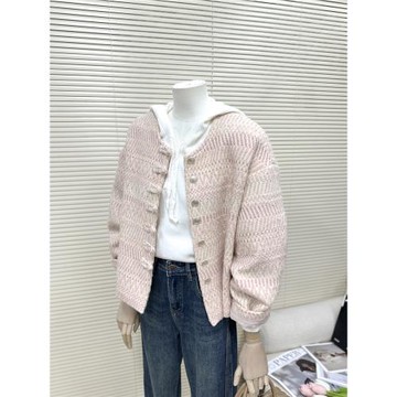 粉色小香風編織毛呢外套女2025年冬季新款小個子名媛氣質短款上衣