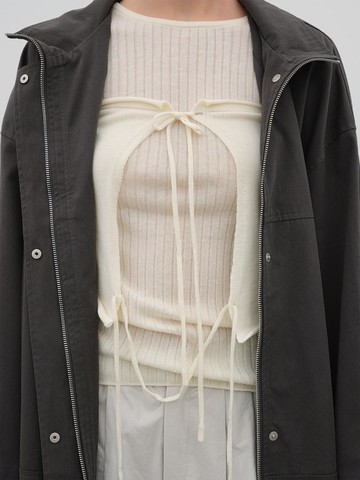 High-Neck Half Trench Jumper KHAKI