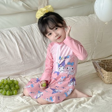 Yummy❥兒童泳衣連體速幹長袖女童泳裝女孩公主防曬遊泳衣兩件套