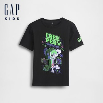 【GAP】GapKids × Minecraft當個創世神 圖案T恤-黑色/清新白/藍色(901536)