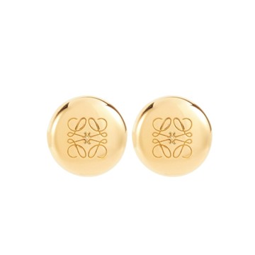 LOEWE 羅威 Anagram Pebble Stud Earrings 純銀 鉚釘耳環 金色