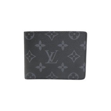 LOUIS VUITTON LV 路易威登 黑色 原花帆布 Multiple 兩折 短夾 M61695 【二手名牌BRAND OFF】
