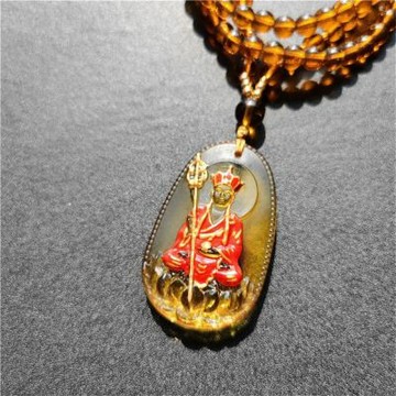 MoonDy 地藏王菩薩 護身符 琉璃項鍊 男女同款 206 吊墜 辟邪項鏈 佛像 小禮物