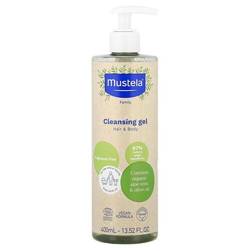 Mustela, 家庭裝潔膚凝膠，頭髮和身體，無香，13.52 液量盎司（400 毫升）