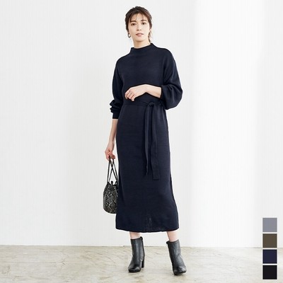 Ur S リボン付ミラノリブボトルネックワンピース ワンピース レディース ロング丈 ニット ハイネック タイト 長袖 ボリュームスリーブ ウエストリボン バックスリット シンプル Ur Sユアーズ グレー M レディース 通販 Lineポイント最大get Lineショッピング