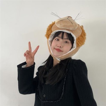 可愛搞怪卡通動物獅子頭套帽子均碼兒童拍照表演講故事游樂園裝飾