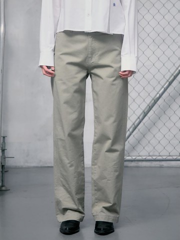 Washed Cotton Straight Pants [Khaki] (KE5221M05H)