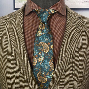 8cm佩斯利腰果古著男綠色領帶歐美復古免打正裝商務手打結婚新郎