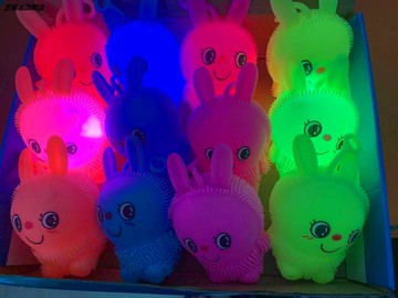 胖胖兔毛毛球玩具軟膠彈力球發光球卡通小黃人玩具軟硅膠充氣減壓