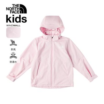 【The North Face 官方旗艦】北面兒童粉色DWR防潑水輕量風衣｜89XFBP6