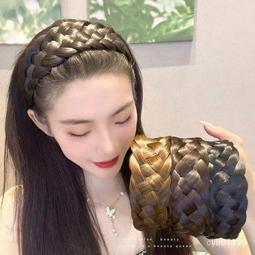 【可開發票】陞級加寬魚骨辮假髮髮箍遮白髮麻花辮子顯顱頂增高五股辮帶齒防滑sufa OYQK CQTK