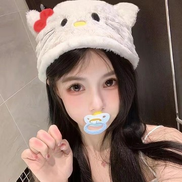 Kitty帽子🎀 凱蒂貓帽子秋冬可愛卡通包頭帽毛絨加厚保暖顯臉小 護耳帽 凱蒂貓帽子 毛絨帽子 可愛帽子 保暖帽 造型帽