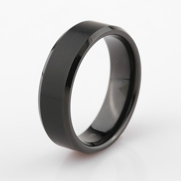 素面切邊戒指-黑色．鎢鋼｜客製化刻字《ATeenPOP》 AA22004