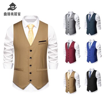 2025新品春季男士休閑西裝 馬甲男婚禮聚會V領單排扣 馬甲 背心Q9/15