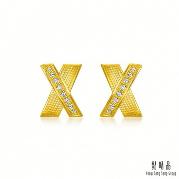 【點睛品】閃耀焦點 鑽石黃金耳環 (一對)