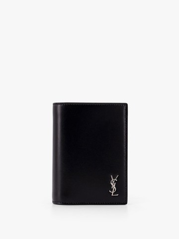 Leather wallet with frontal monogram - SAINT LAURENT - gender_Man