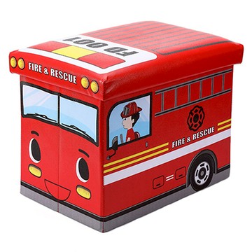 玩具收納箱 車廂款  可愛造型收納  車廂(40 x 25 x 30cm)  紅色消防車  1個