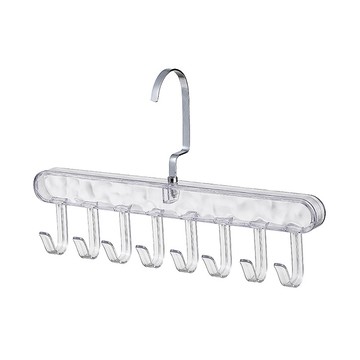 SP SAUCE 省空間8連勾吊帶衣架 PET樹脂+不鏽鋼掛勾  透明色  2個