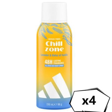 Adidas愛迪達中性體香噴霧-靜謚放鬆150ml*4