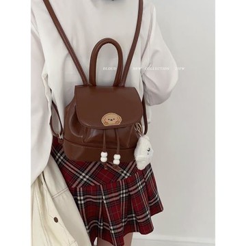 韓國可愛雙肩包包女秋冬2023新款小眾復古背包百搭ins通勤手提包