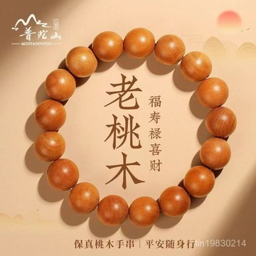 🔥限時下殺🔥普陀山正品天然桃木手串男士木質佛珠手鏈女款手環國風盤玩飾品