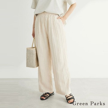 Green Parks 立體流蘇條紋設計直筒寬褲