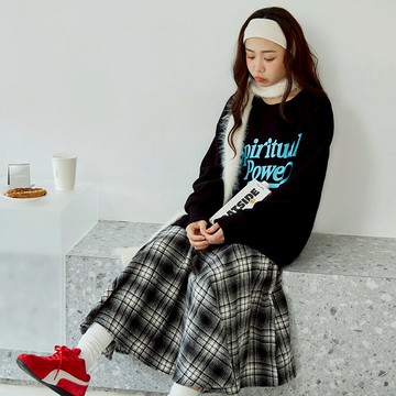 OB嚴選 假兩件撞色格紋拼接長袖洋裝 《DA10252》