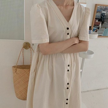 現貨+預購 女洋裝短袖連身裙大尺碼長裙連衣裙A字裙休閒大碼女裝-春夏寬鬆單排扣女裙子74kf39【獨家進口】【米蘭精品】