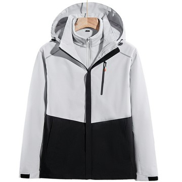 【巴黎精品】現貨+預購 衝鋒衣連帽夾克-拼色加絨加厚三合一男女外套8色p1aj9