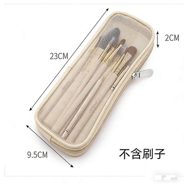 👜 化妝收納包 👜化妆刷收纳包收纳袋便携小巧透明网纱软袋拉链可装15支刷子