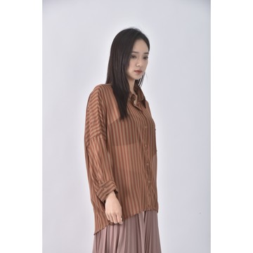 (F) ml look條紋橘色罩衫二手衣