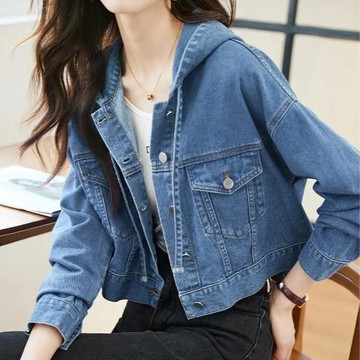 衣時尚 牛仔外套 連帽外套 牛仔上衣 中大尺碼M-3XL新款休閒短款外套翻領寬鬆氣質女百搭上衣-6706.
