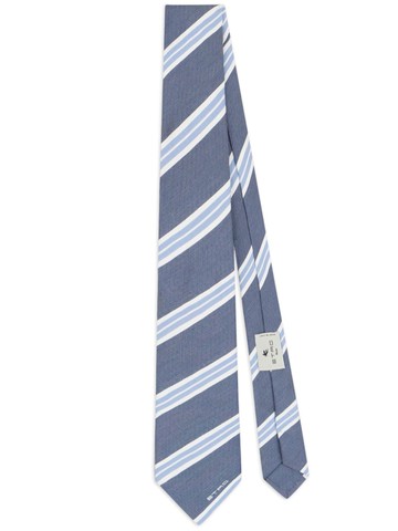 ETRO - striped silk-cotton tie - men - Silk/Cotton - One Size - Blue