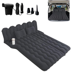 Canodoky SUV Air Mattress Inflatable Car Mattress Bottle and Phone Holder Thickened Flocking  PVC Surface Car Bed with Elec