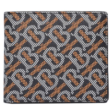 BURBERRY 巴寶莉  REG CC BILL8 TB LOGO 印花對摺短夾(黑底/80593391)